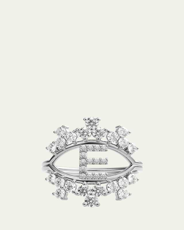Sara 18K White Gold Diamond Ring, Letter E